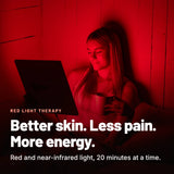 Woman using the TrueLight Energy Square: better skin, less pain, more energy
