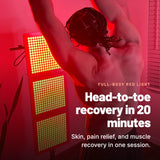 Man using the TrueLight Energy Trism for head-to-toe red light recovery